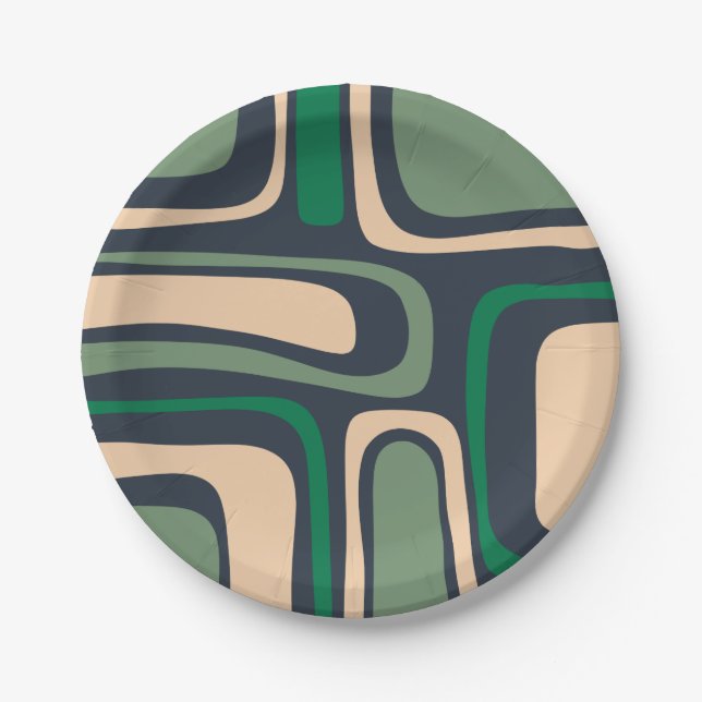 Palm Springs Mid Century Modern Abstract Pattern Paper Plate (Front)