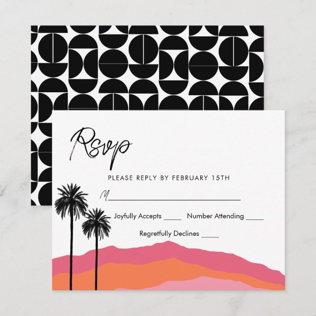 Palm Springs Modern Response Card (pink/orange) (Front/Back)
