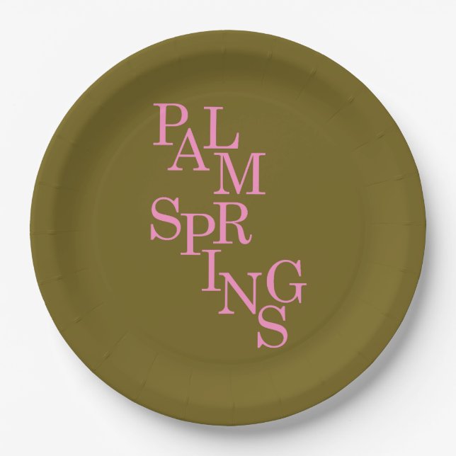 Palm Springs Olive And Pink Vintage Paper Plate (Front)