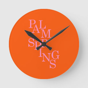 Palm Springs Orange And Pink Round Clock