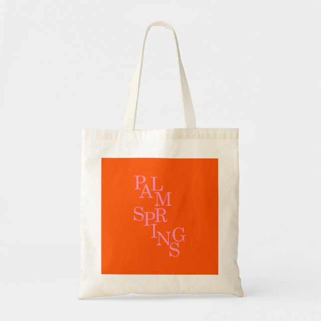 Palm Springs Orange And Pink Tote Bag (Front)