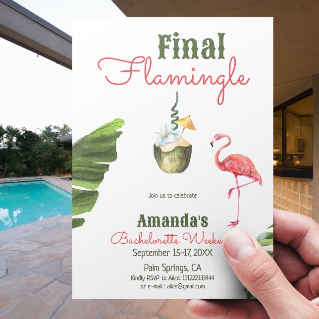 Palm Springs Pink Final Flamingle Bachelorette Invitation (Creator Uploaded)