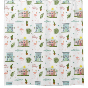 Palm Springs Pink House Cactus Flamingo Pattern