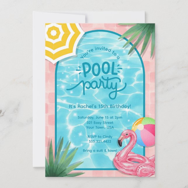 Palm Springs Pool Party Invitation (Front)