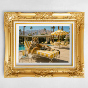 Palm Springs Poolside Tiger Poster