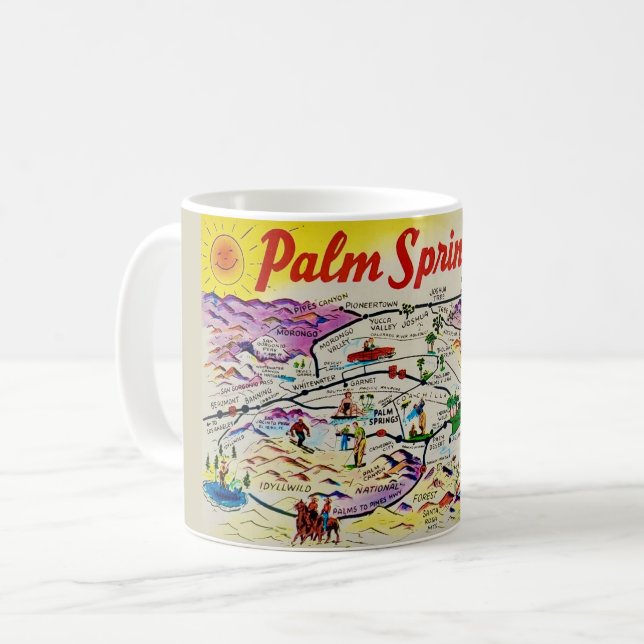 Palm Springs Retro Carte Mug (Devant gauche)