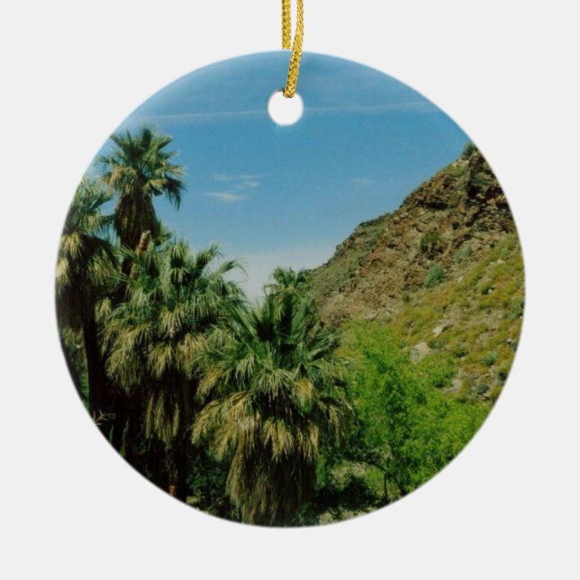 Palm Springs Scene Ceramic Ornament (Front)