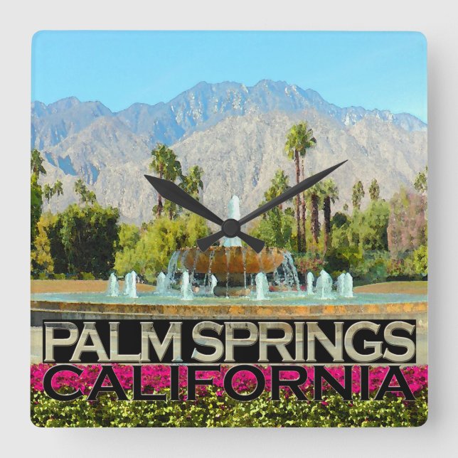 Palm Springs Square Wall Clock (Front)