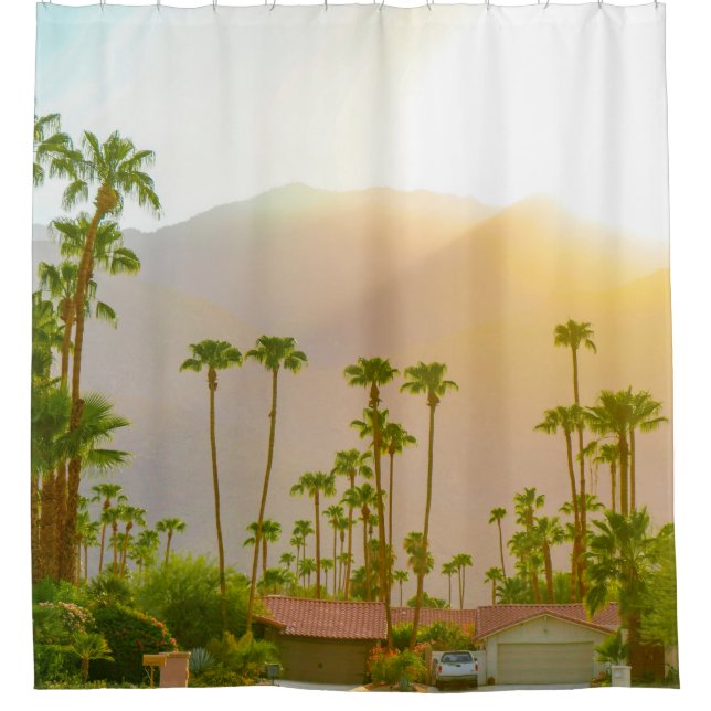 Palm Springs sunset day with mountains and palm tr (Front)