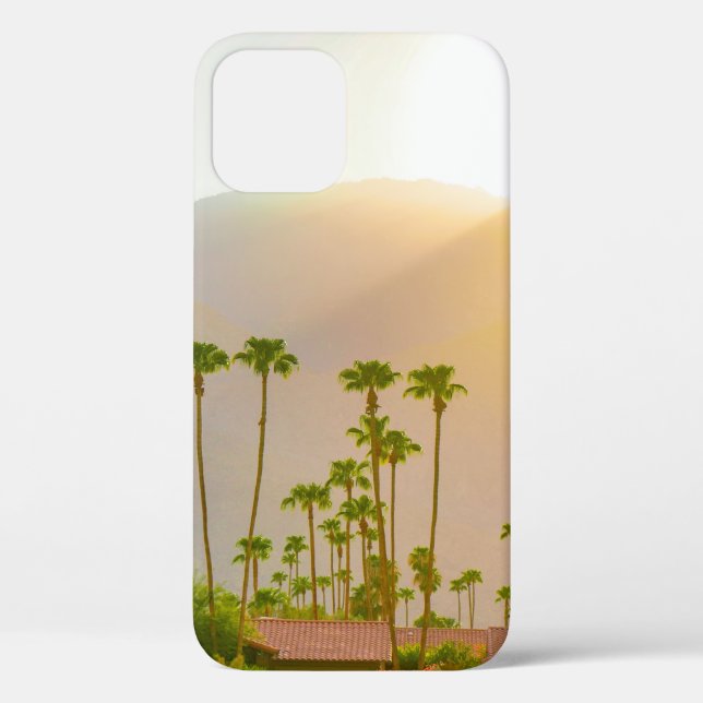 Palm Springs sunset day with mountains and palm tr Case-Mate iPhone Case (Back)