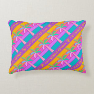Palm Springs Sunset Stripes Colourful Palm Trees  Accent Pillow