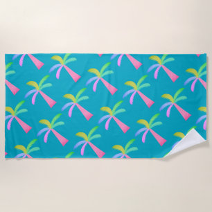  Palm Springs Turquoise Colourful Palm Trees  Beach Towel