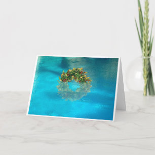 Palm Springs Wreath in Pool Holiday Card