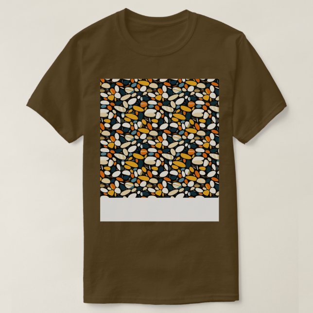 Palm Stones Seamless Pattern Beach Pebble Gemstone T-Shirt (Design Front)