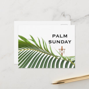 Palm Sunday Cross with Green Palm Frond Postcard