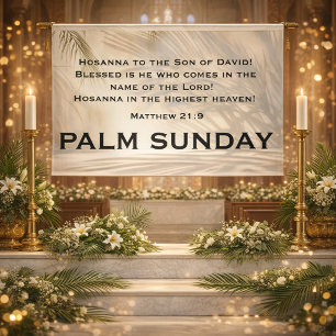 Palm Sunday Scripture with Soft Palm Shadows Banner