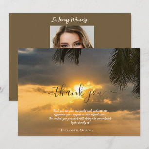 Palm Sunset Photo Celebration Of Life  Thank You Card