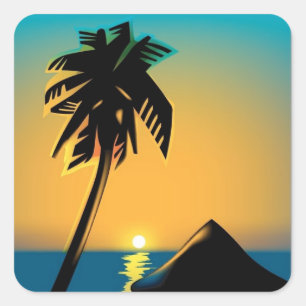 Palm Sunset Square Sticker