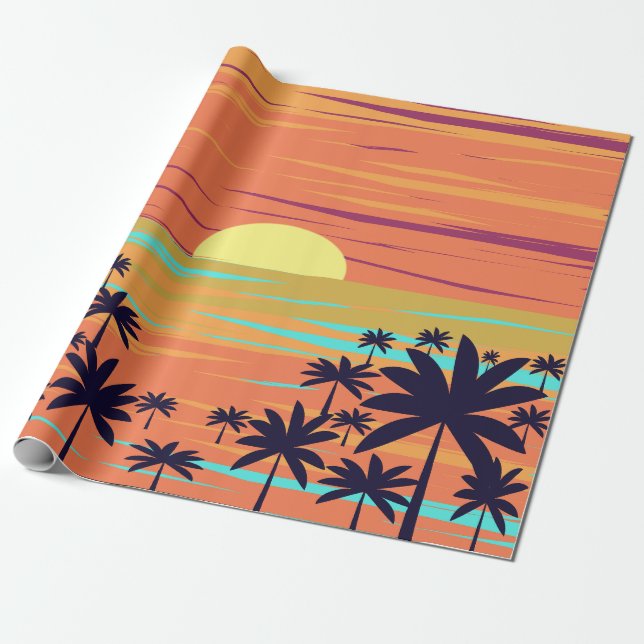 PALM SUNSET WRAPPING PAPER (Unrolled)