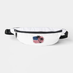 Palm Tree American Flag Patriotic Beach Vector Art Fanny Pack
