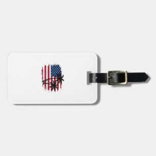 Palm Tree American Flag Patriotic Beach Vector Art Luggage Tag