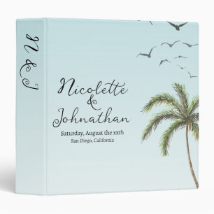 Palm Tree and Birds Simple Beach Wedding Keepsake Binder