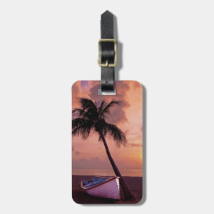 Palm Tree and Boat Sunset  Luggage Tag