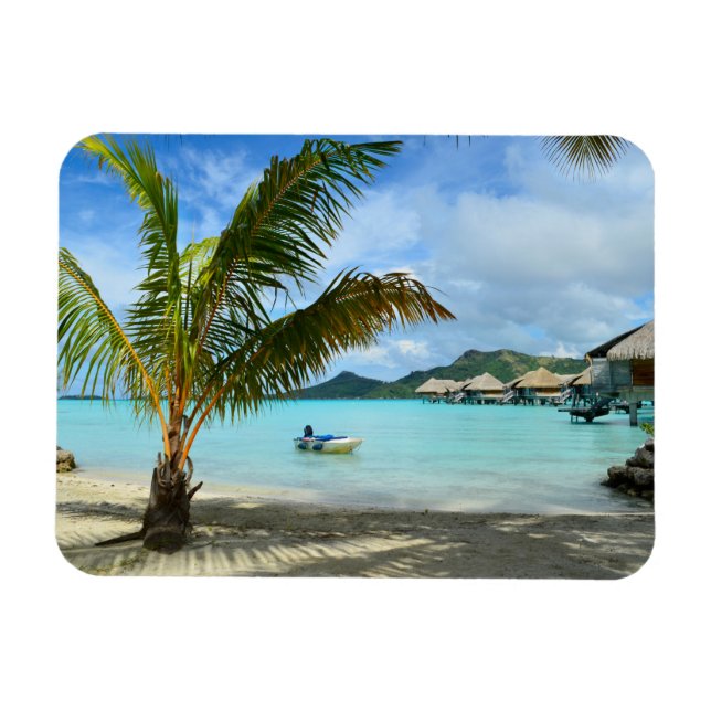 Palm tree and overwater resort rectangle magnet (Horizontal)