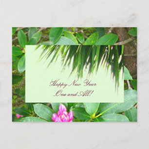 Palm Tree and Rhododendron New Year Postcard