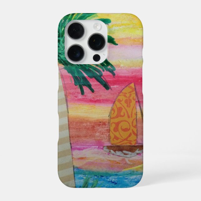 Palm Tree and Sailboat iPhone Case (Back)