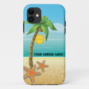 Palm tree and starfish tropical scenery iPhone 11 case