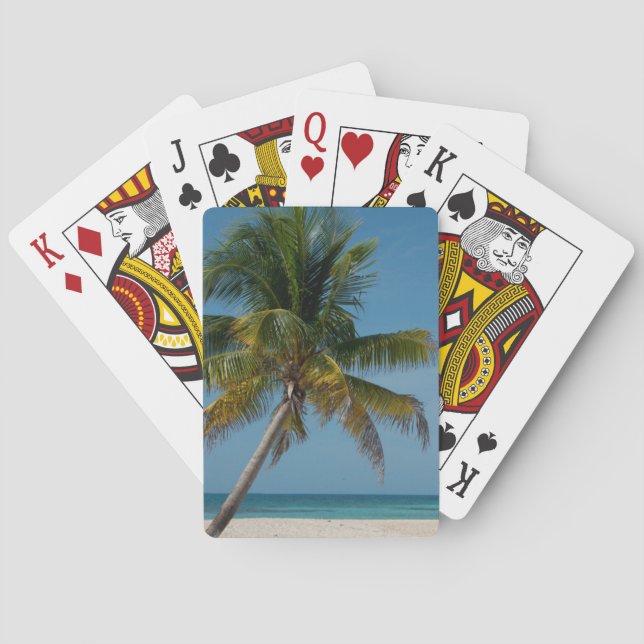 Palm tree and white sand beach  2 playing cards (Back)