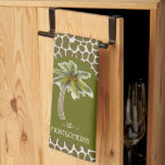 Palm Tree Animal Print Kitchen Towel<br><div class="desc">Chic tropical palm tree on an elegant animal print spot pattern is featured on this personalized kitchen towel (white on the back.) MATCHING items in our store.</div>