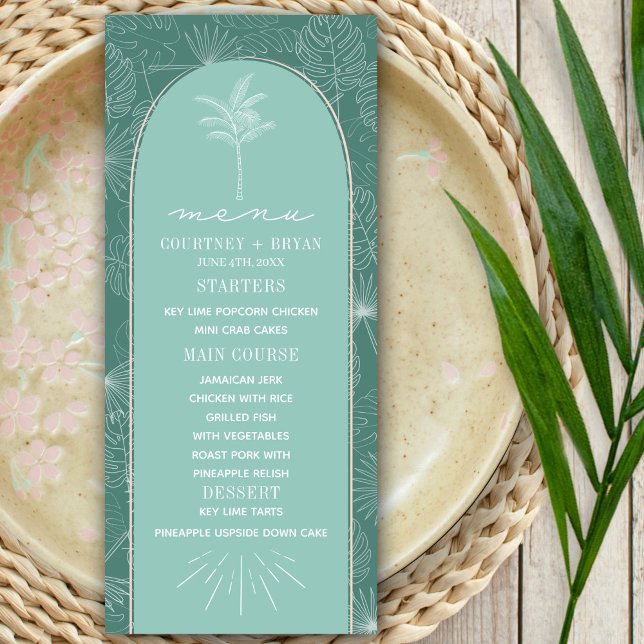 Palm Tree Aqua Beach Wedding Menu (Creator Uploaded)