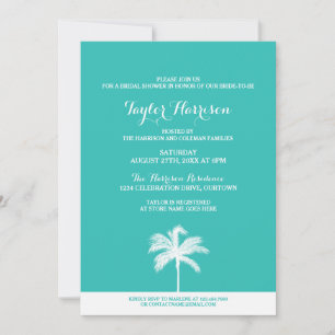 Palm Tree Aqua Bridal Shower Invitation