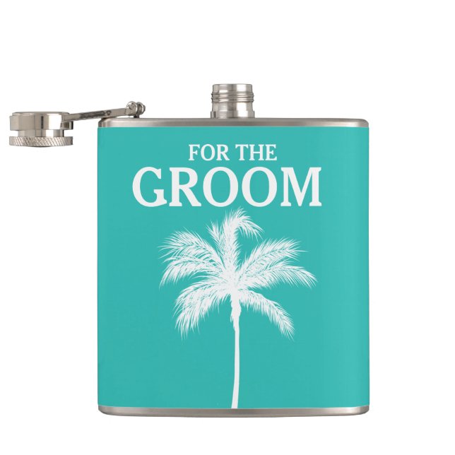 Palm Tree Aqua Groom Flask (Opened)