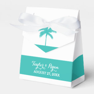 Palm Tree Aqua Wedding Favour Box