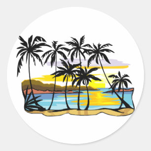 Palm Tree Background Classic Round Sticker