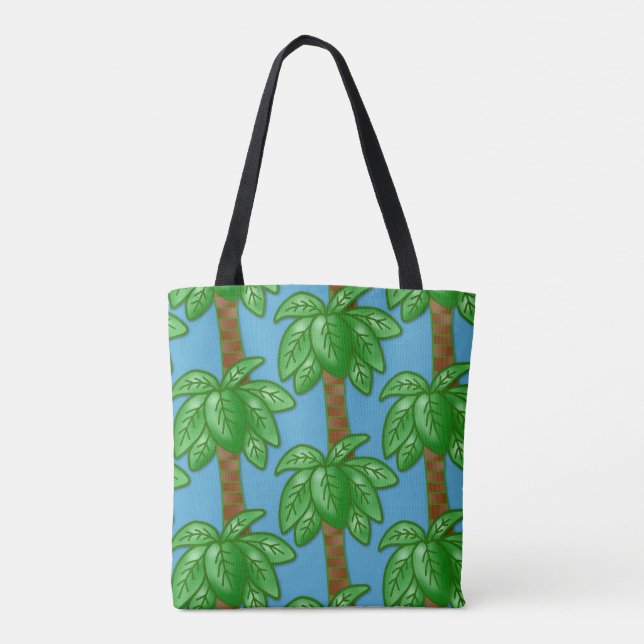 Palm Tree Beach Coconut Blue Ocean Sunshine Tote Bag (Back)
