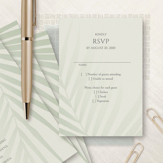 Palm Tree Beach Côte Destination Mariage RSVP (Créateur téléchargé)