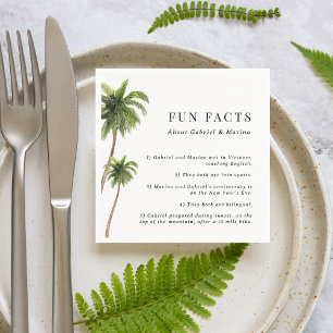 Palm Tree Beach Destination 5 Fun Facts Wedding Napkin