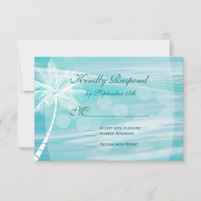 Palm Tree Beach Destination Mariage Carte RSVP (Devant)