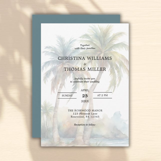Palm Tree Beach Destination Mariage Invitation (Créateur téléchargé)