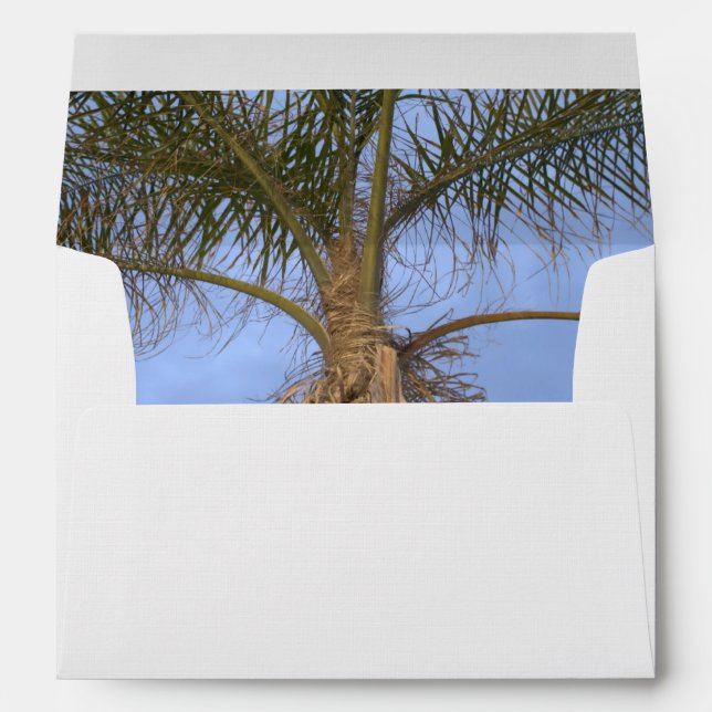 Palm Tree Beach Destination Wedding Envelope (Back (Bottom))