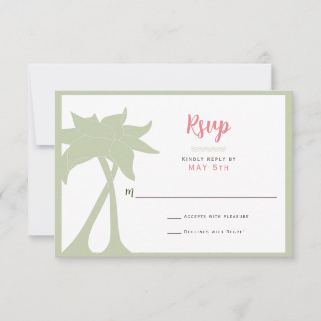 Palm Tree Beach Destination Wedding RSVP (Front)