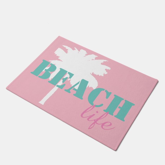 Palm Tree Beach Life Welcome Mat (Angled)
