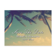 Palm tree beach mariage Enregistrer la date cartes