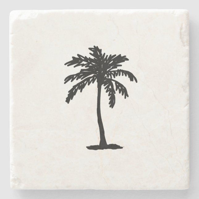 Palm Tree Beach Nautical Tropical Stone Coaster (Front)