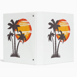 Palm Tree Beach Ocean Summer Vacation Sunset Parad Binder