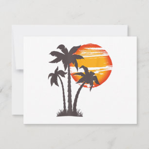 Palm Tree Beach Ocean Summer Vacation Sunset Parad Invitation